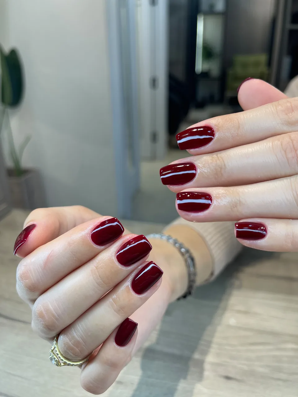 Burgundy manicure created at The Beauty Spot by Samah